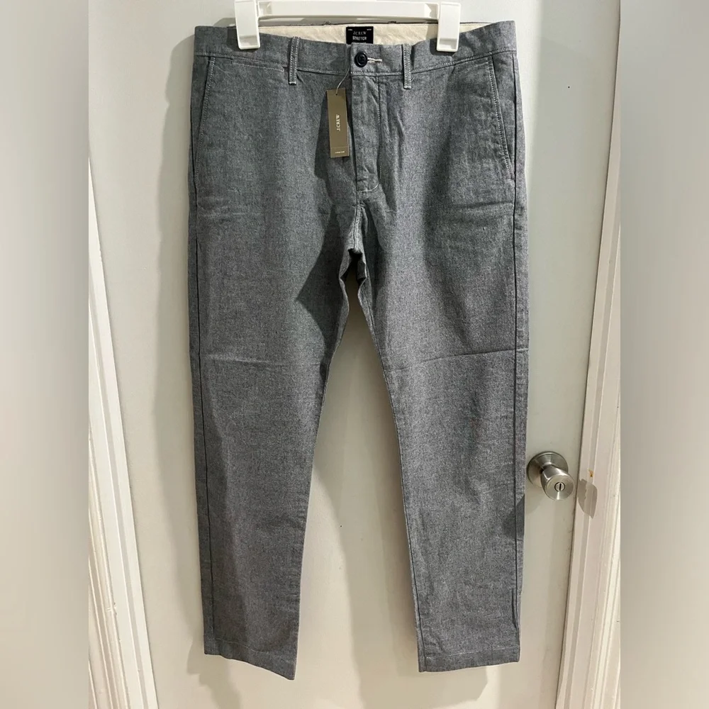 J.CREW Stretch Chambray Button Front Pants, Blue, Size 32 x 32, new!